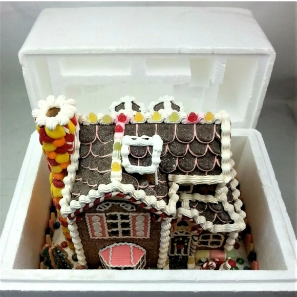 Large Lighted Gingerbread House Santa Candy Land Building Village 14x12x10 Heavy - Picture 8 of 9